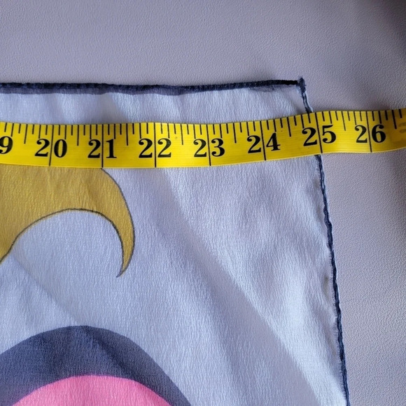 Vintage Psychedelic Yellow Pink Swirl Sheer Scarf 25x26 Mod Groovy Y2K Boho - Picture 2 of 4